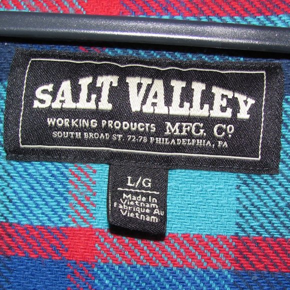 Mens' Salt Valley Plaid Flannel Button Front Shirt Size Large 100% Cotton - Picture 4 of 9